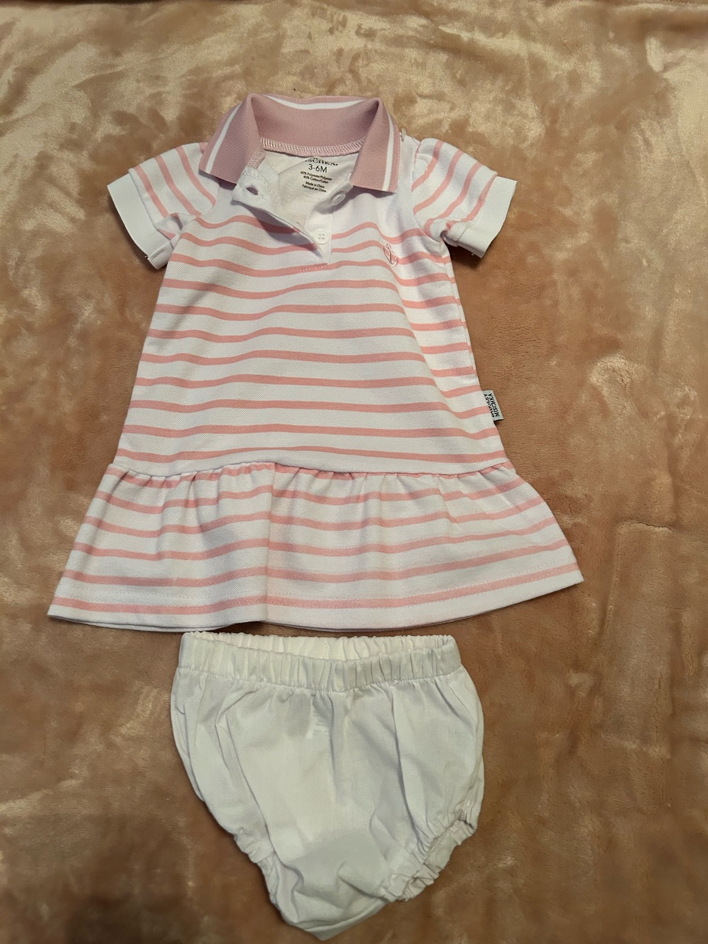 Badgley Mischka Pink and White Striped Polo Top